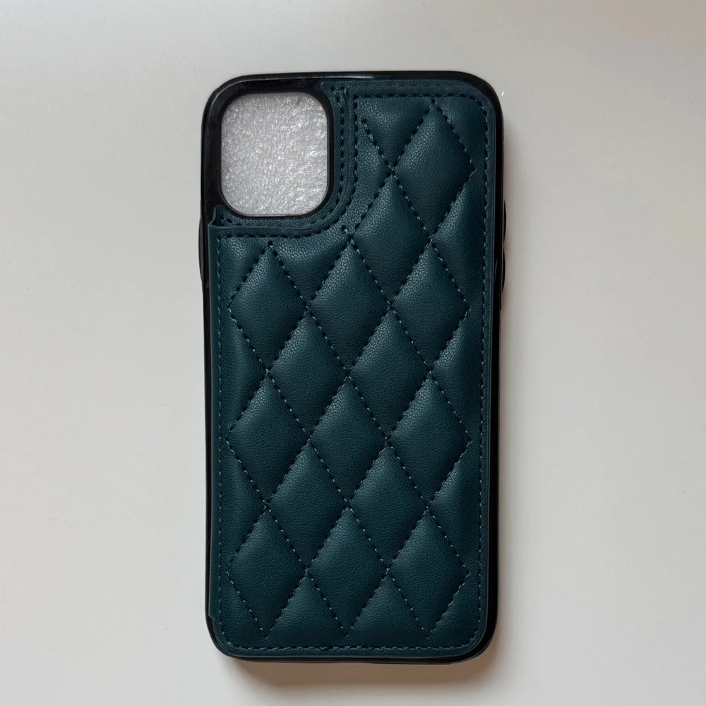 Elegant Green Quilted Phone Case I-Phone 11 6.1